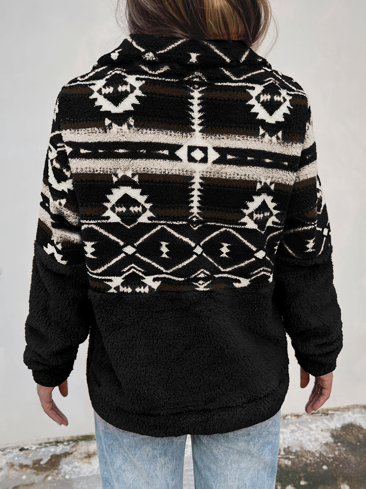 Elowen | Warm Patterned Half Zip Sweater