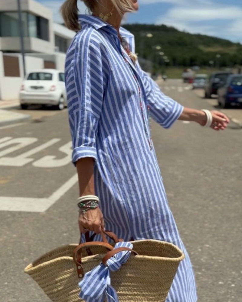 Ophelia | Women Timeless Striped Summer Shirt Dress