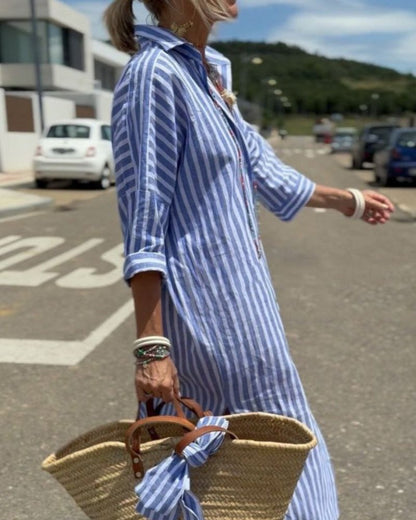 Ophelia | Women Timeless Striped Summer Shirt Dress