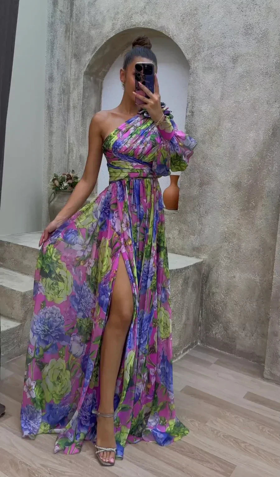 Michelle | Women’s Elegant Floral Slit Maxi Dress