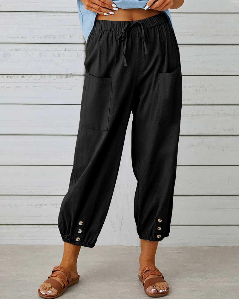 Eden | Women's Lightweight Drawstring Cropped Pants