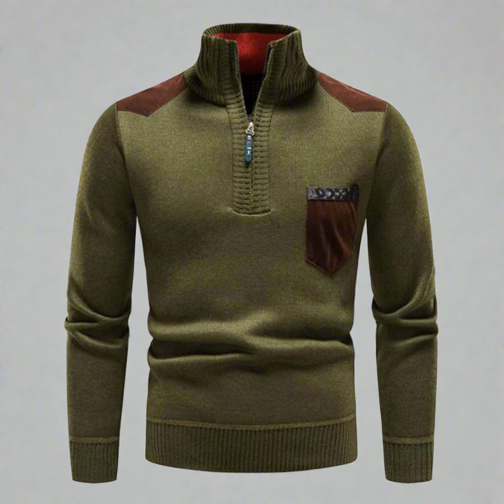 Quarter-Zip Men’s Sweater with Chest Pocket