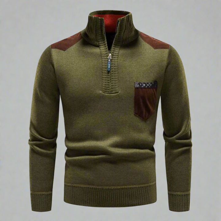 Quarter-Zip Men’s Sweater with Chest Pocket