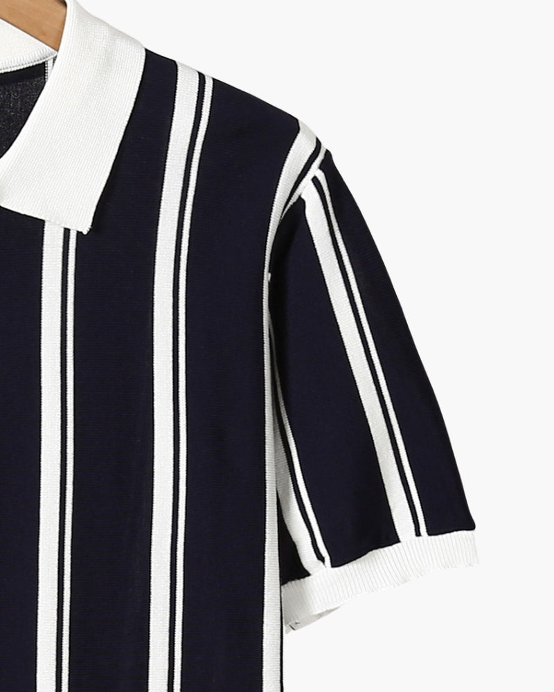 Rylan | Men’s Quarter-Zip Vertical Stripe Fine-Knit Polo