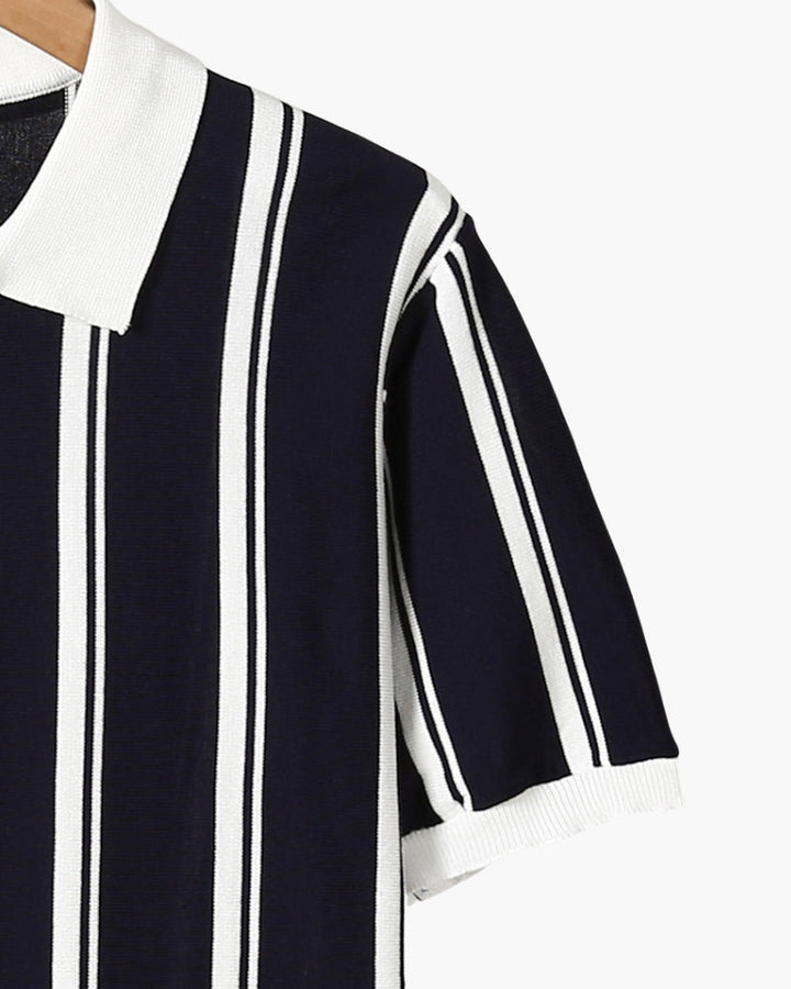Rylan | Men’s Quarter-Zip Vertical Stripe Fine-Knit Polo
