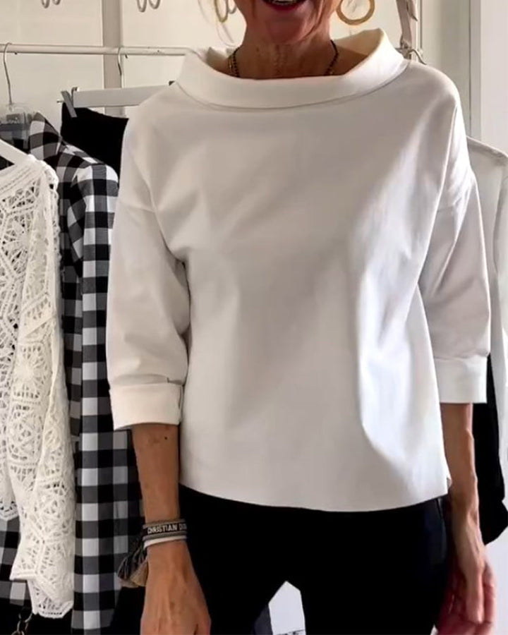 Stella | Women’s Structured Rolled Neck Boxy Blouse