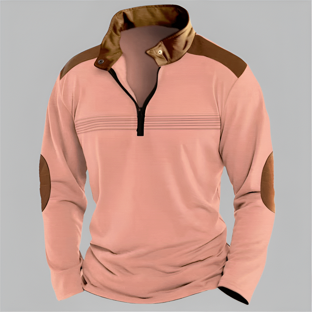 Contrast-Detail Half-Zip Pullover