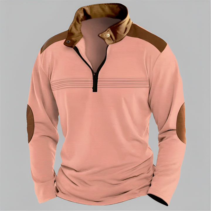 Contrast-Detail Half-Zip Pullover