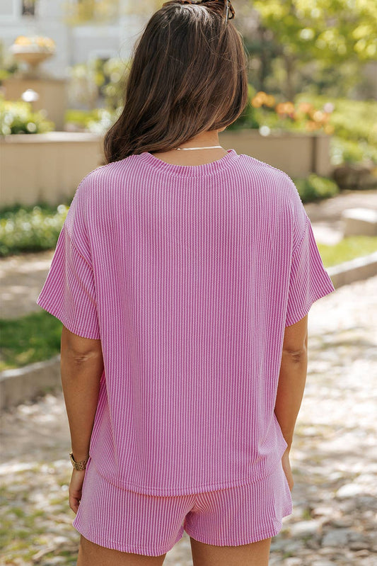 Claudia | Women’s Ribbed Knit Top & Shorts Set