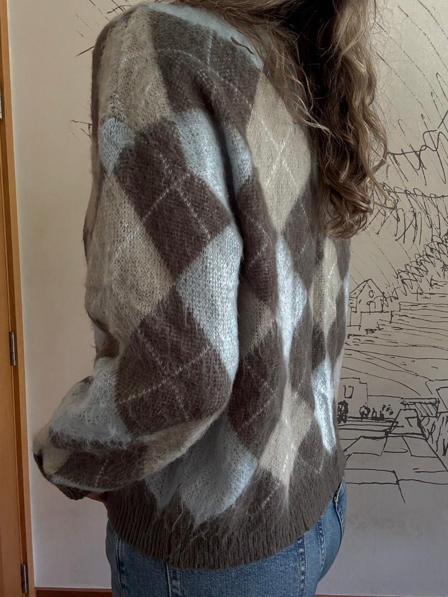 Elora | Soft Argyle Knit Cardigan