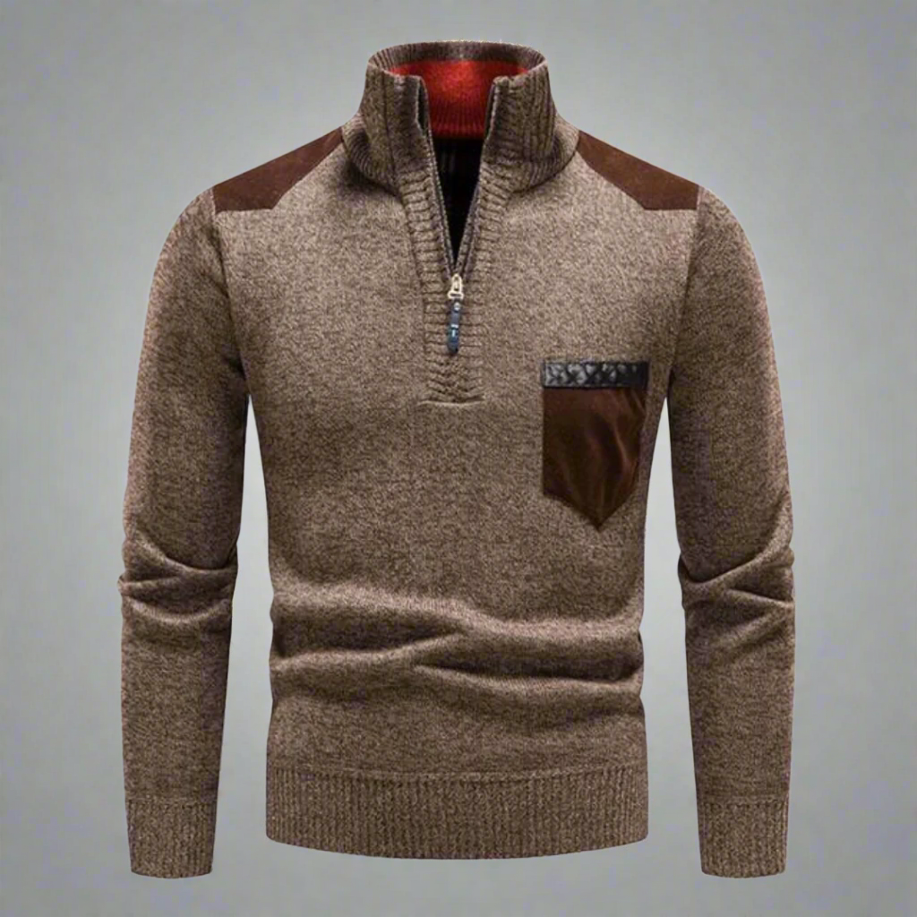 Quarter-Zip Men’s Sweater with Chest Pocket