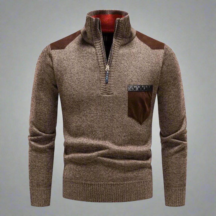 Quarter-Zip Men’s Sweater with Chest Pocket