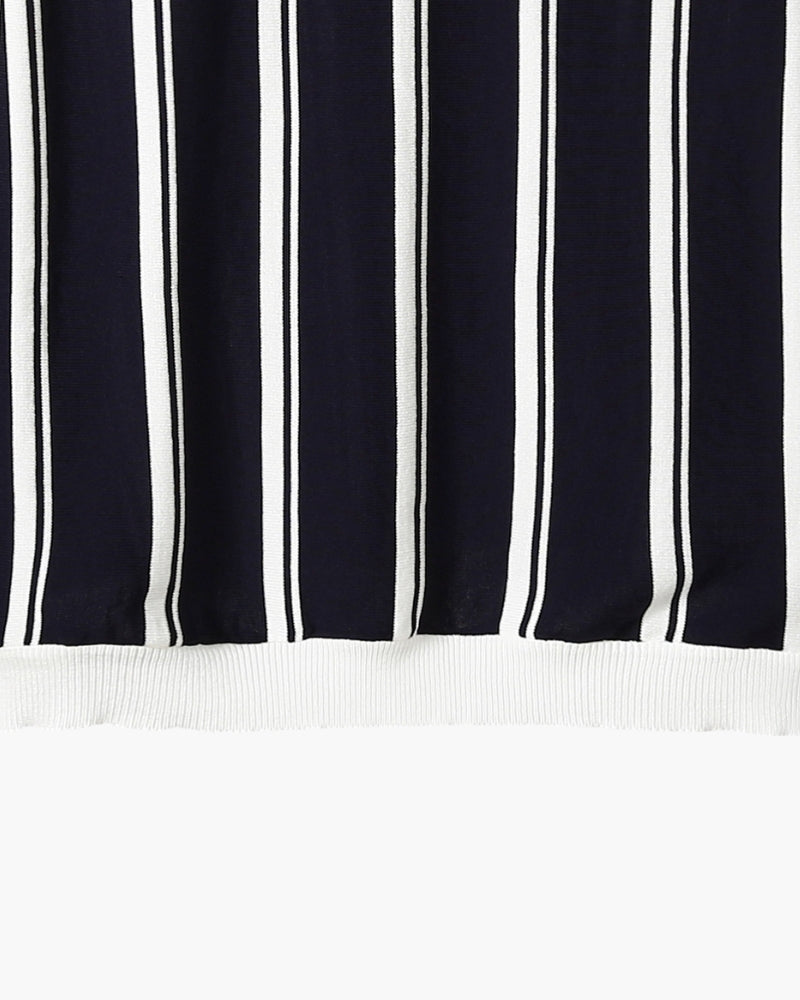 Rylan | Men’s Quarter-Zip Vertical Stripe Fine-Knit Polo