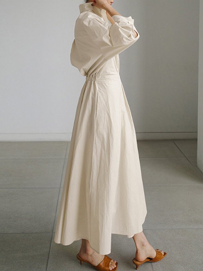Women’s Belted Shirt Maxi Dress