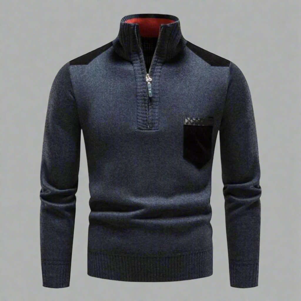 Quarter-Zip Men’s Sweater with Chest Pocket