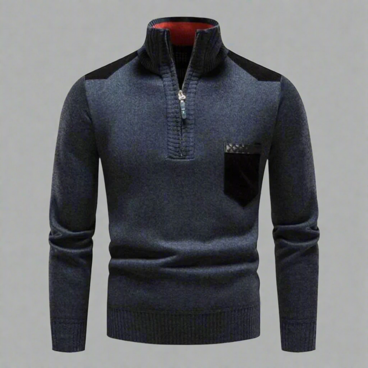 Quarter-Zip Men’s Sweater with Chest Pocket