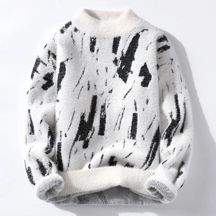 Fuzzy Abstract Knit Sweater