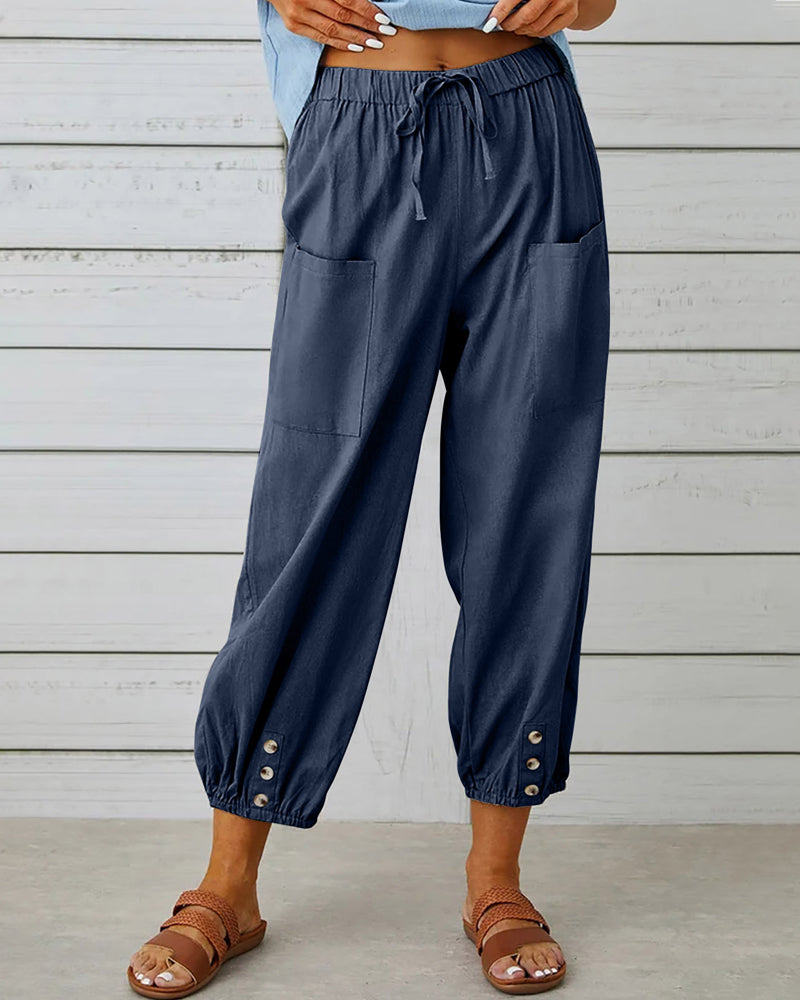 Eden | Women's Lightweight Drawstring Cropped Pants