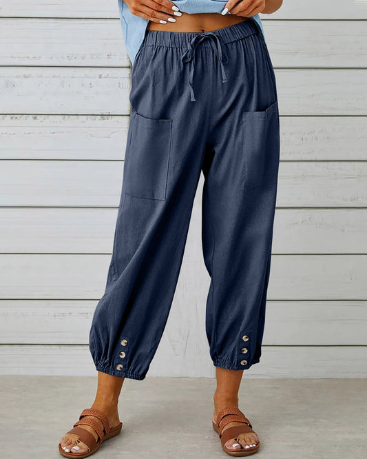 Eden | Women's Lightweight Drawstring Cropped Pants