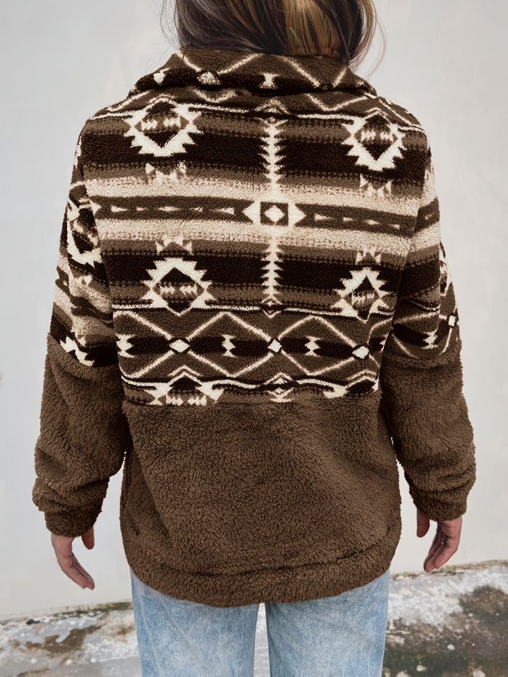 Elowen | Warm Patterned Half Zip Sweater