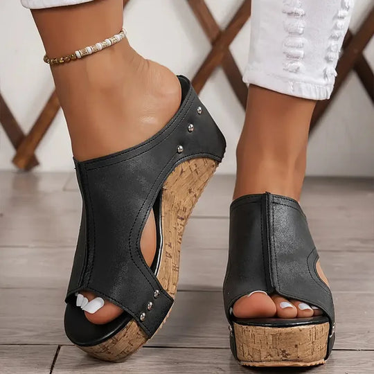 EMIRA | ELEGANT BUCKLE WEDGE SANDALS