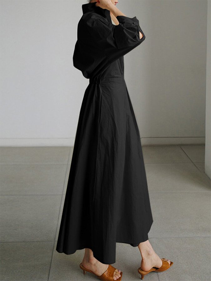 Women’s Belted Shirt Maxi Dress