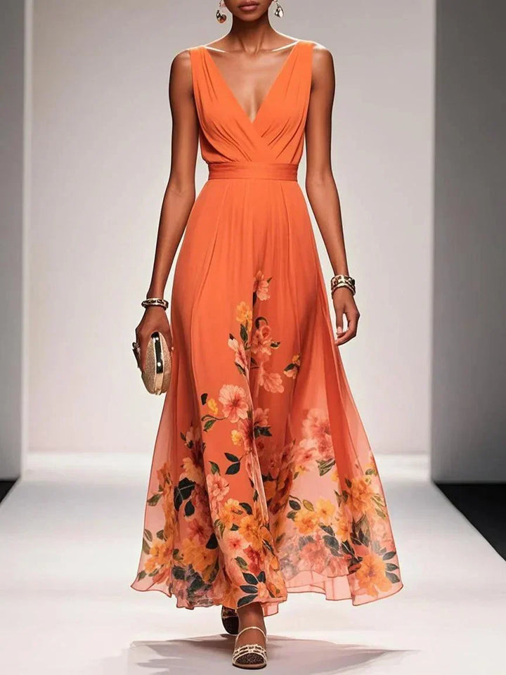 Women's Floral Chiffon Summer Maxi Dress