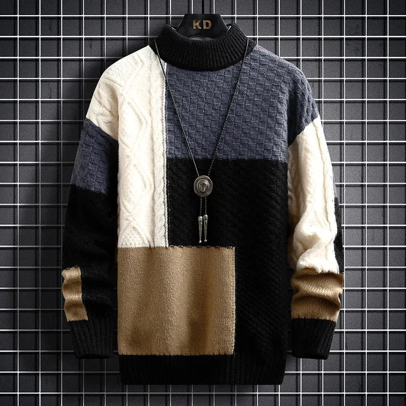 Color-Block Textured Men’s Sweater