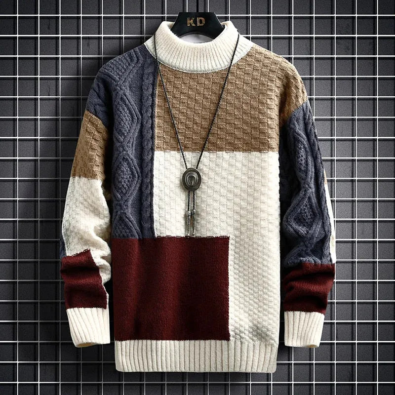 Color-Block Textured Men’s Sweater