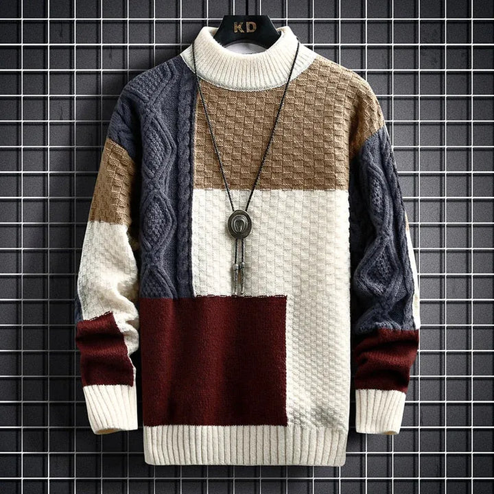 Color-Block Textured Men’s Sweater