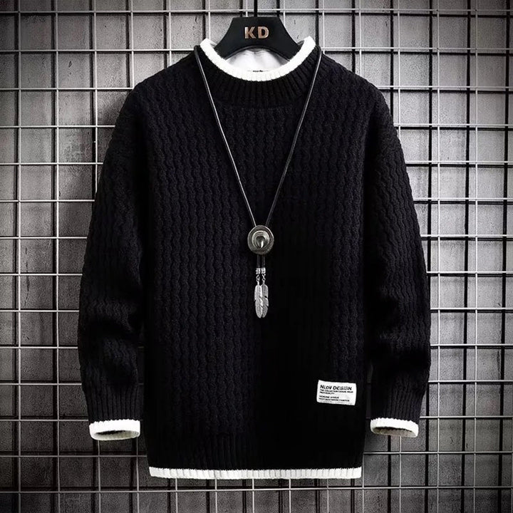 Wavy Textured Knit Men’s Sweater