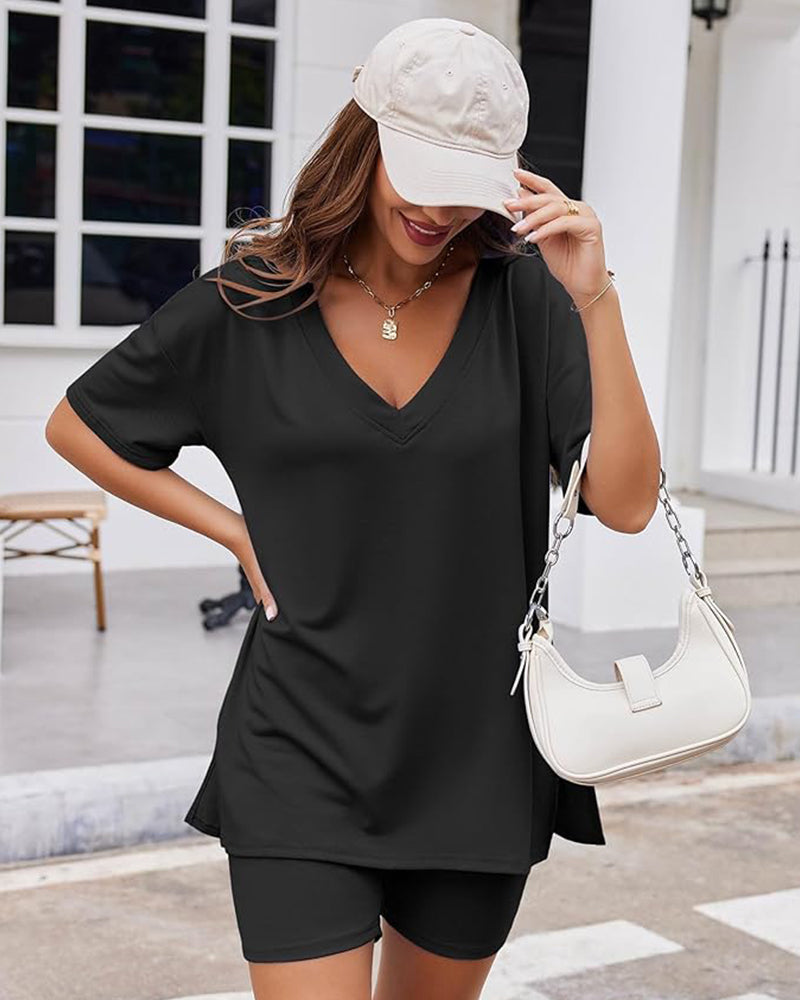 Camilla | Women’s Reversible Tee & Biker Short Set
