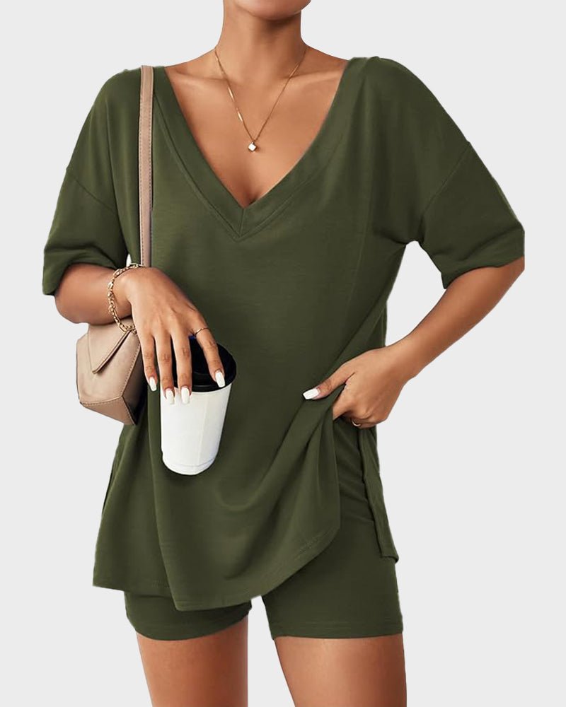 Camilla | Women’s Reversible Tee & Biker Short Set