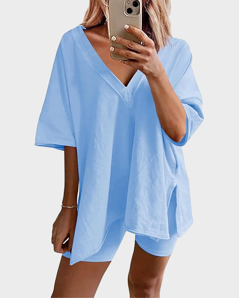 Camilla | Women’s Reversible Tee & Biker Short Set