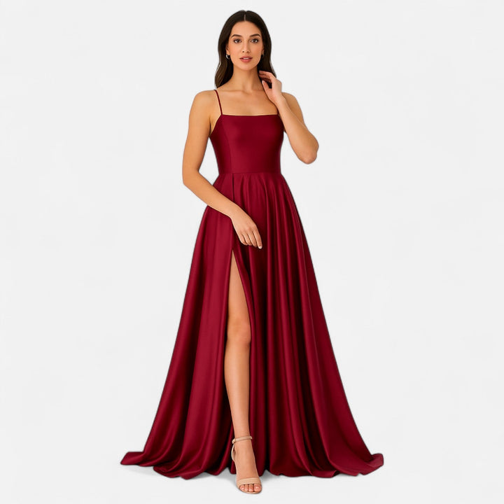 Women’s Modern Fit Satin Slit  Maxi Dress