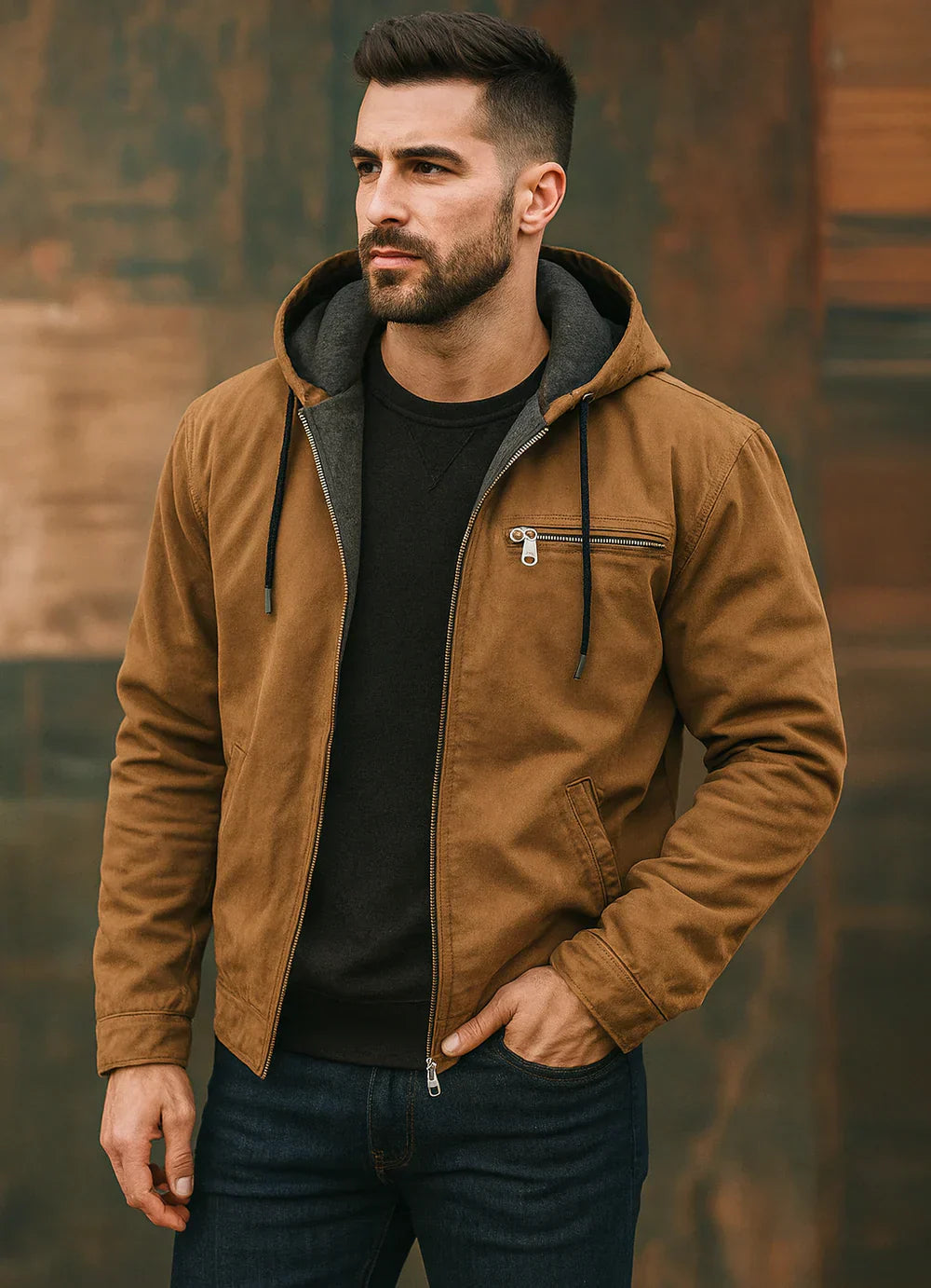 Men’s Hooded Winter Jacket with Warm Lining