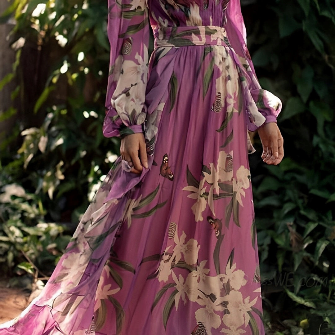 Women’s Comfortable Floral V-Neck Maxi Dress