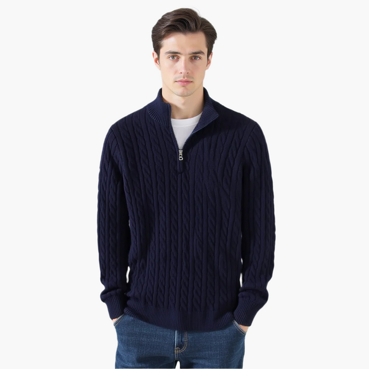 Cable-Knit Half-Zip Sweater