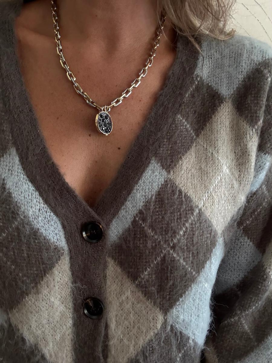 Elora | Soft Argyle Knit Cardigan