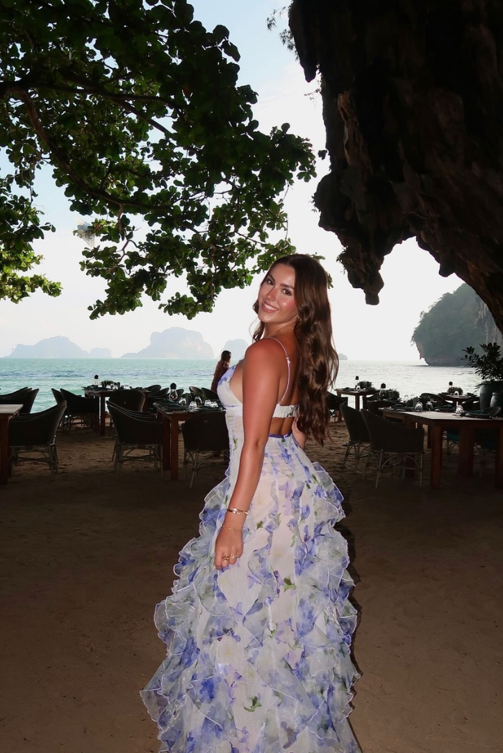 Women's Summer Floral Cut-Out Maxi Dress