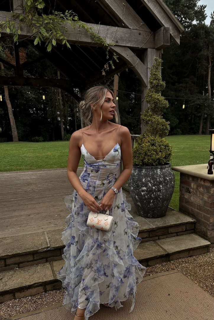 Women's Summer Floral Cut-Out Maxi Dress