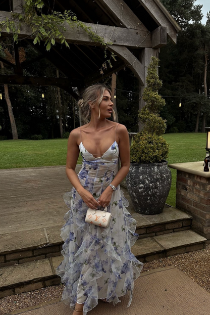 Women's Summer Floral Cut-Out Maxi Dress