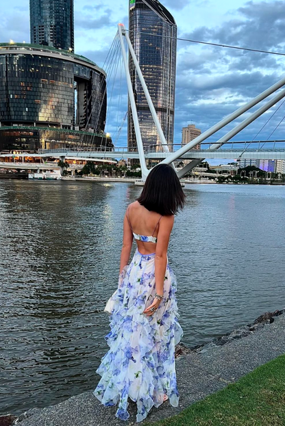 Women's Summer Floral Cut-Out Maxi Dress