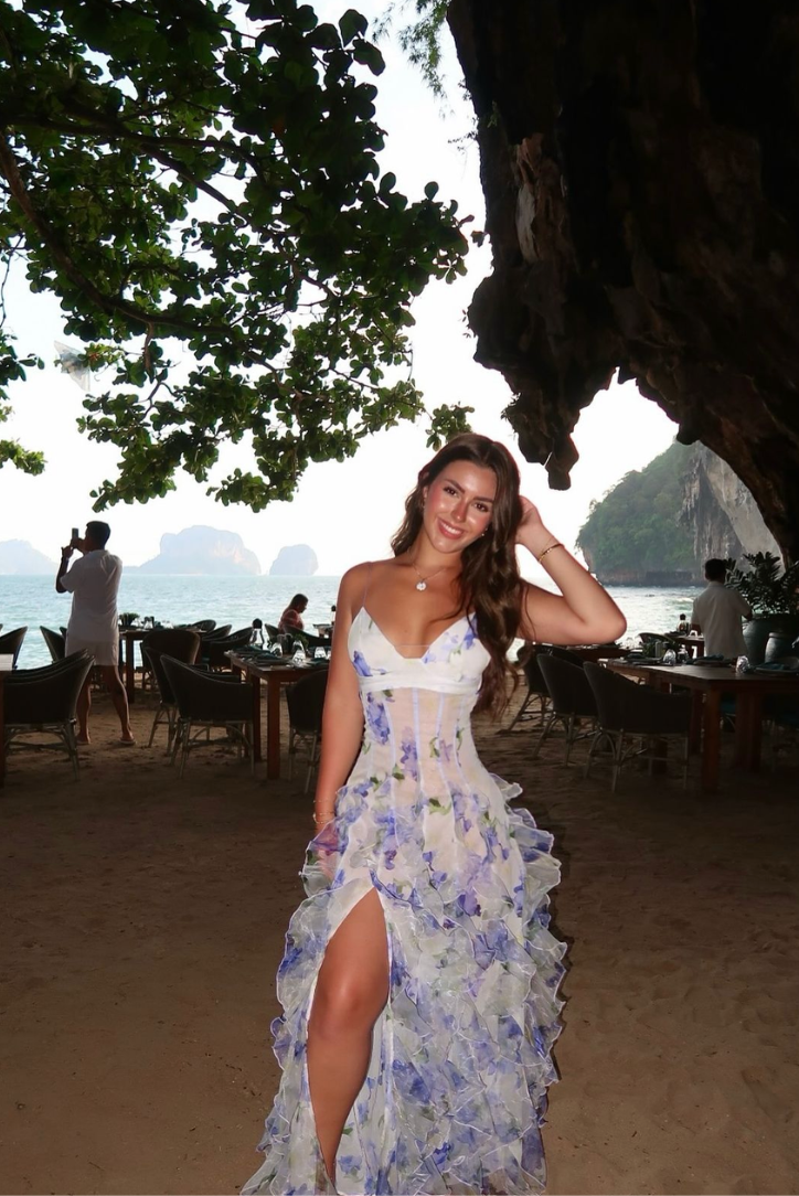 Women's Summer Floral Cut-Out Maxi Dress