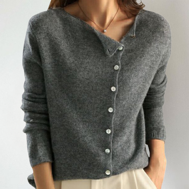 Maelis | Asymmetric Button Knit Top