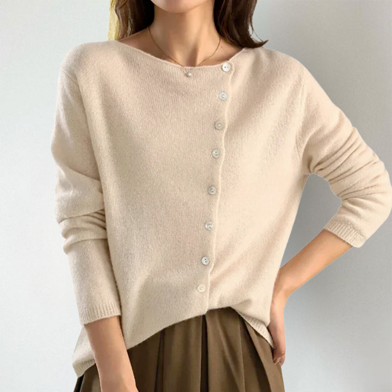 Maelis | Asymmetric Button Knit Top