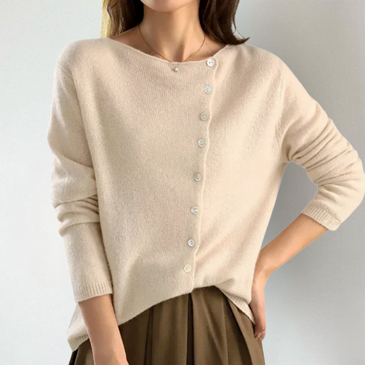Maelis | Asymmetric Button Knit Top