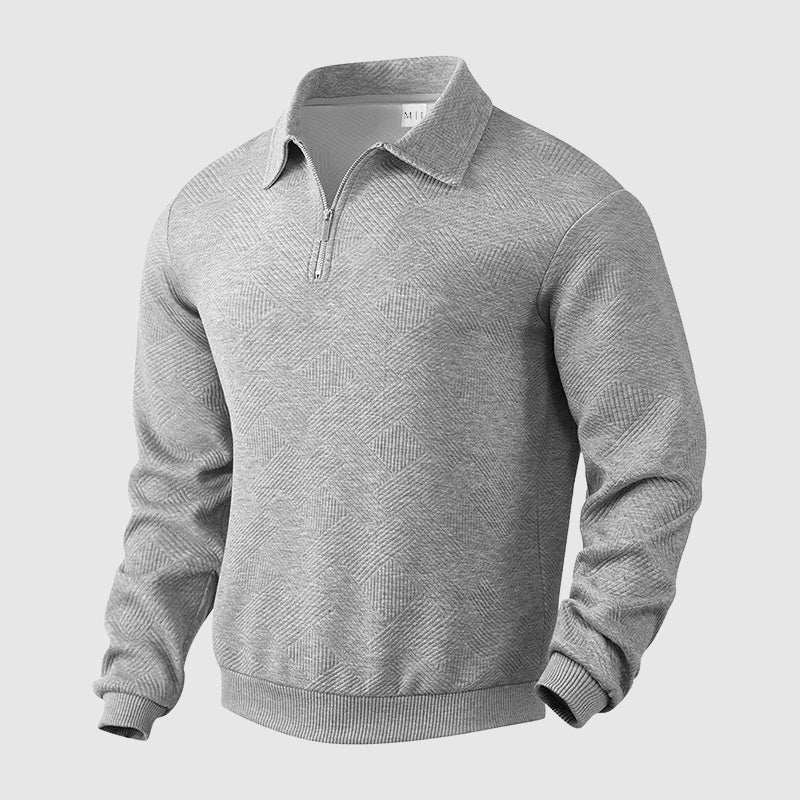 Textured half-zip polo sweater