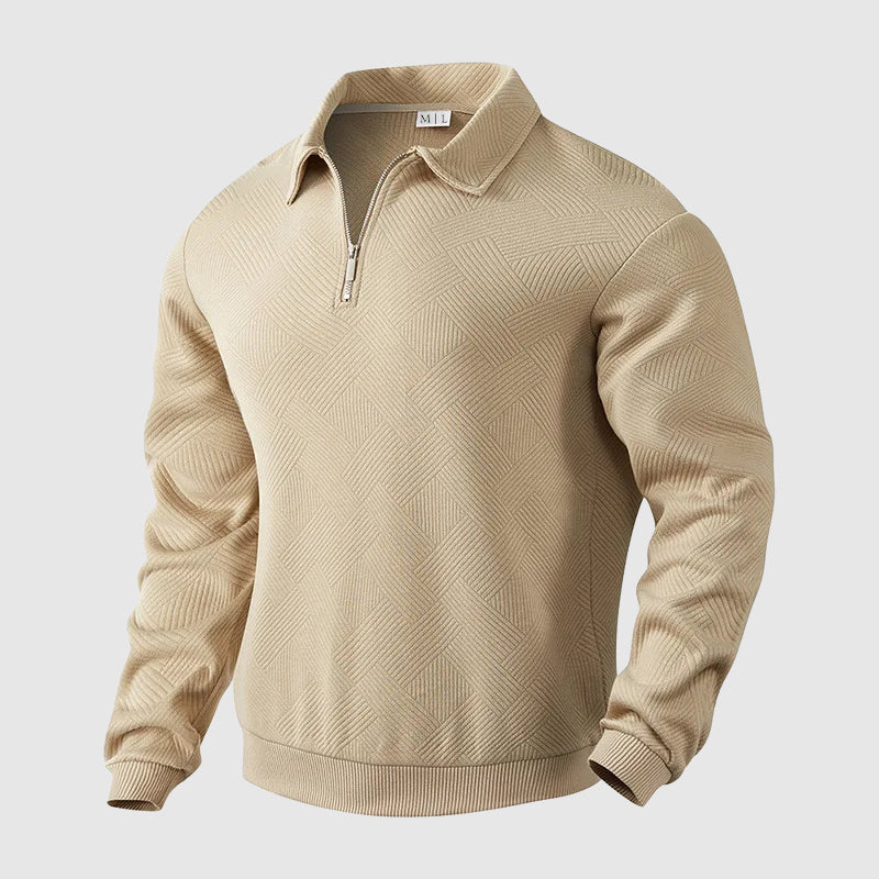Textured half-zip polo sweater