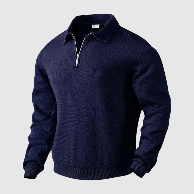 Textured half-zip polo sweater